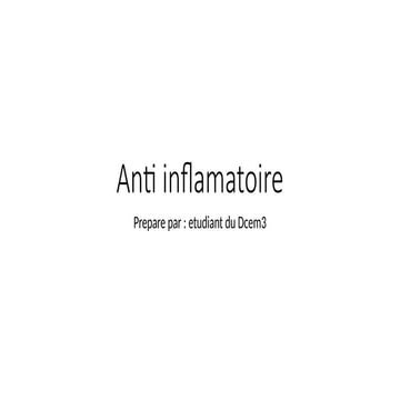 Médicaments Anti inflammatoires / médecine | PPTX