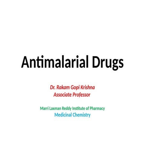 Antimalarial drugs b | PPTX
