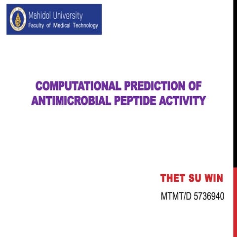 Computational prediction of antimicrobial peptide activity