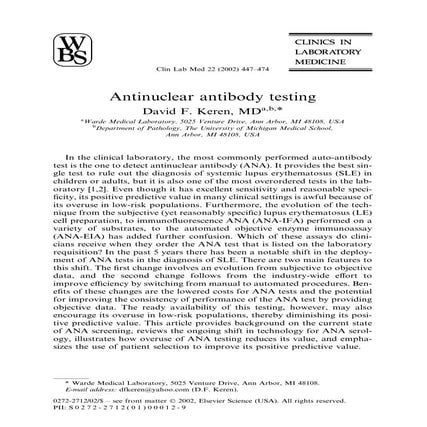 Antinuclear antobdy testing | PDF