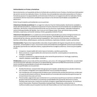 Antioxidantes en frutas y hortalizas