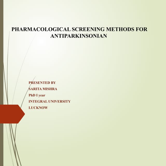 screening model for parkinsons disease | PPT