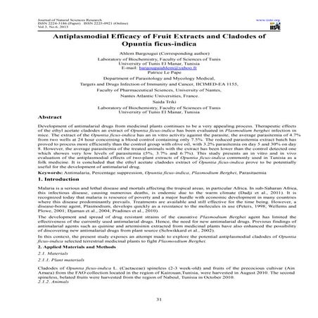 Antimalarial activity gardenia lutea and sida rhombifolia | PDF