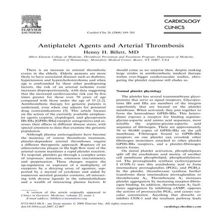 Antiplatelet and arterial thrombosis