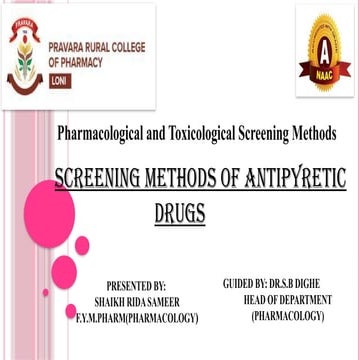 ANTI PYRETIC DRUGS SCREENING METHODS .pptx
