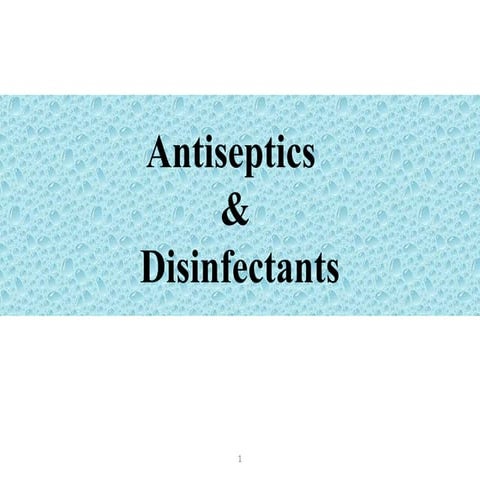Antiseptics and disinfectants used in veterinary 