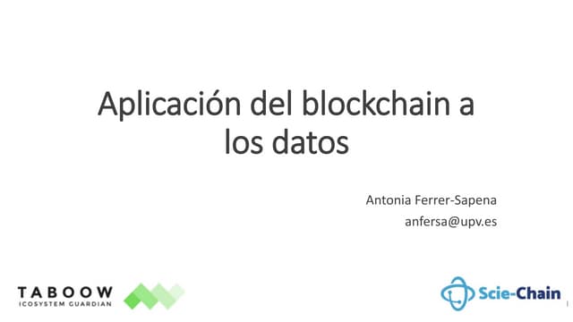 Antonia Ferrer: Aplicación del blockchain a los datos