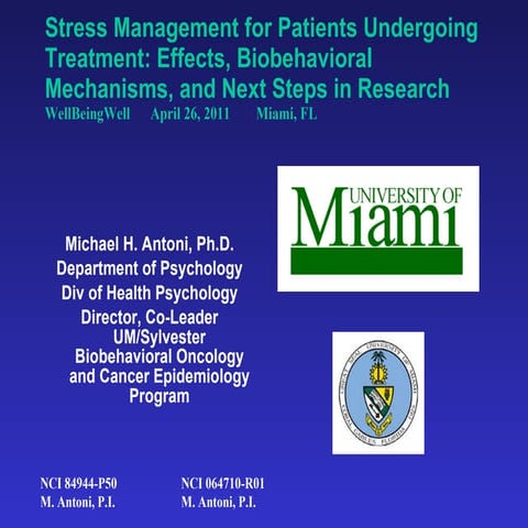 Stress Management for Cancer Patients - Dr. Antoni