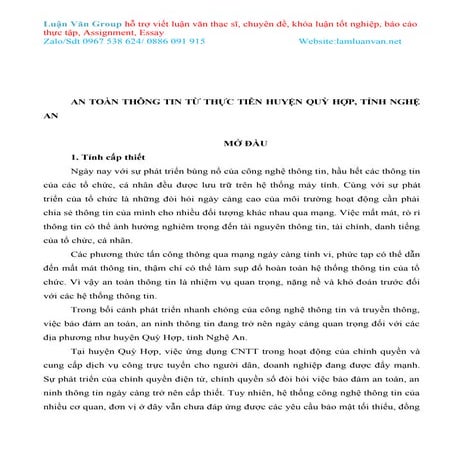 AN TOÀN THÔNG TIN TỪ THỰC TIỄN HUYỆN QUỲ HỢP, TỈNH NGHỆ AN