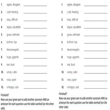 Antonyms and synonyms