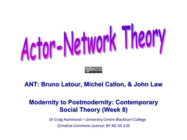 Actor Network Theory - Modernity to Postmodernity