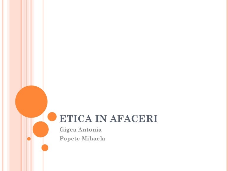 Etica In Afaceri