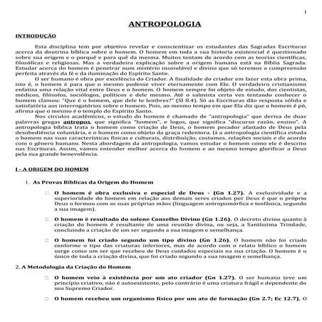 Antropologia e teologia propria