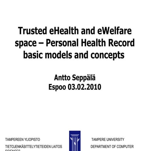 Personal health records - basic concepts and models