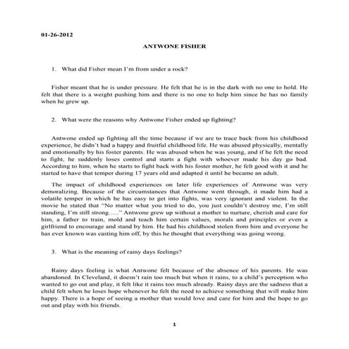 Antwone fisher reaction paper