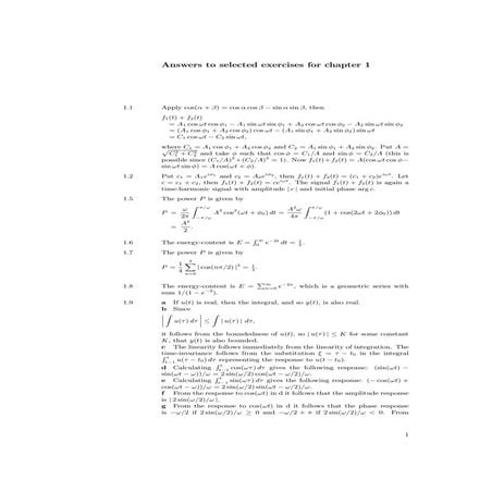 Antwoorden   fourier and laplace transforms, manual solutions