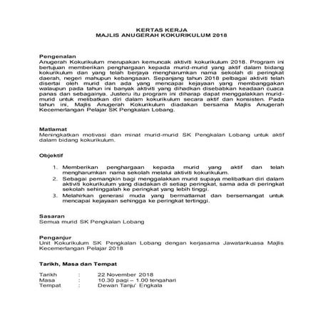 Kertas Kerja Anugerah KK 2018