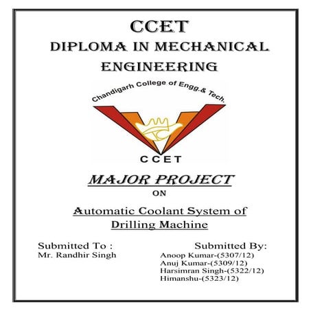 Project Report on Automatic Coolant System For Drilling Machines