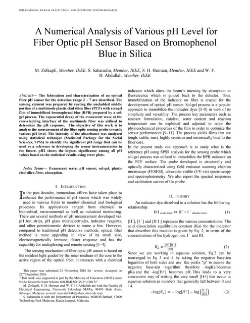 A numerical analysis of various p h level for fiber optic ph sensor based on ...