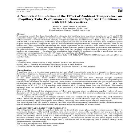 A numerical simulation of the effect of ambient temperature on capillary tube...