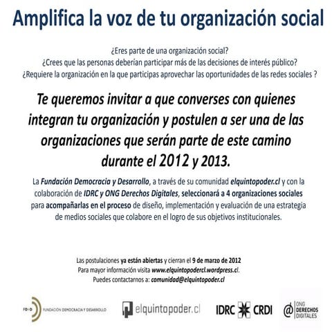 Anuncio Proyecto Medios Sociales e Incidencia