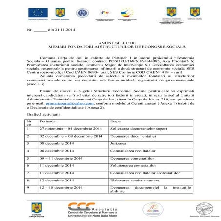 Anunt selectie membrii ses oarta de jos Maramures