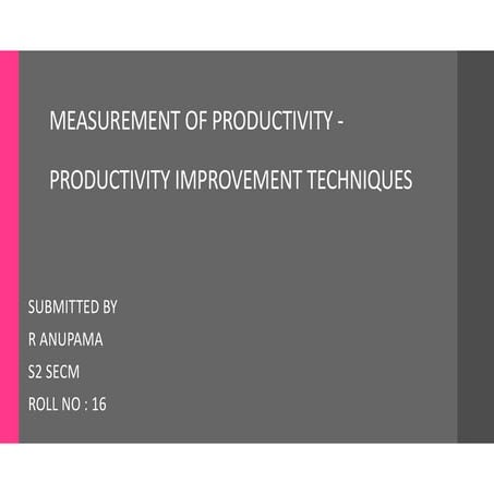 Improving Productivity | PDF