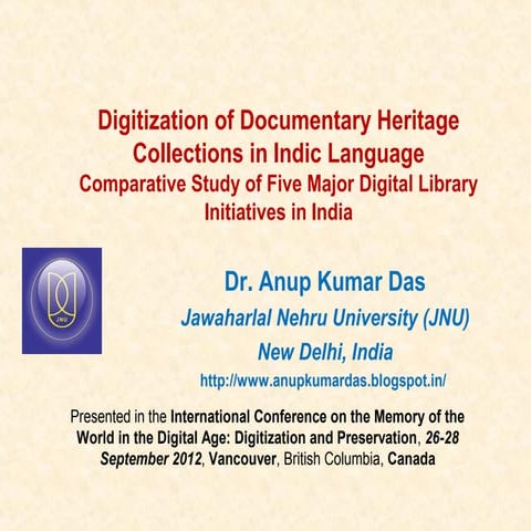 Digitization of Documentary Heritage Collections in Indic LanguageComparativ...
