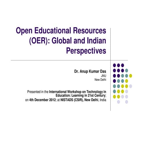Open Educational Resources (OER): Global and Indian Perspectives