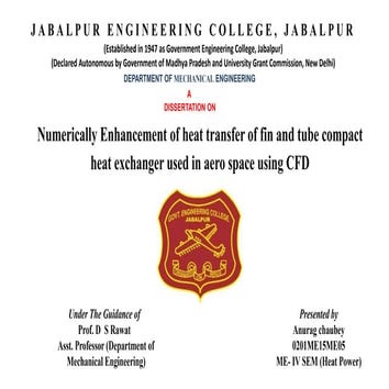 NUMERICAL ENHANCEMENT OF HEAT TRANSFER OF FIN AND TUBE COMPACT HEAT EXCHANGER...