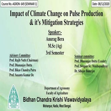 Impact of Climate Change on Pulse Production & it’s Mitigation Strategies