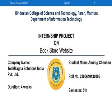 MINI PROJECT REPORT ON BOOK STORE WEBSITE | PPTX