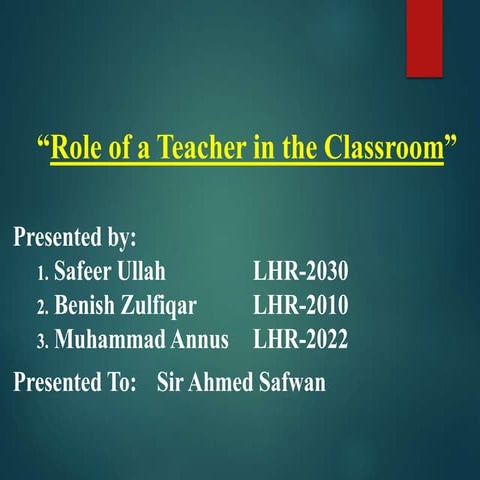 The roles of teachers and learners | PPTX