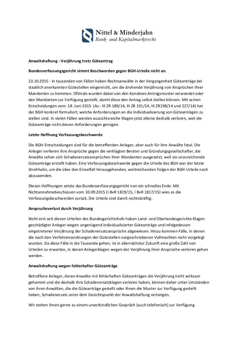 Verjahrung Trotz Guteantrag