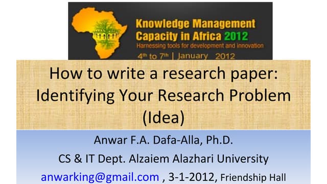 How to Find your Research Idea? KMCA workshop3-1-2012