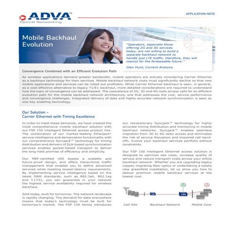 Application Note: Mobile Backhaul Evolution