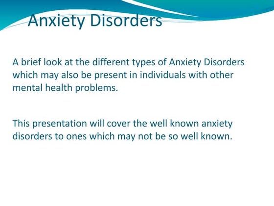 Anxiety disorders | PDF