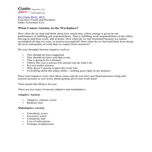 Do YOU Experience Anxiety in the Workplace 