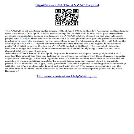 Anzac Legend Essay