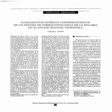 Fundamentos de un sistema de farmacovigilancia en malaria