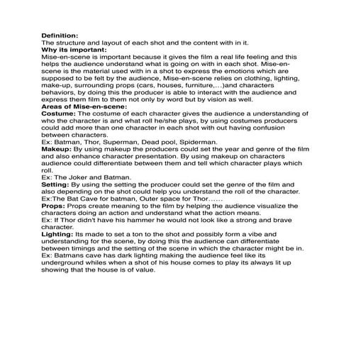 AO2&AO4 What is Mise-en-scene?