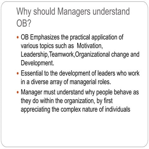 Advanced Organizational Behaviour