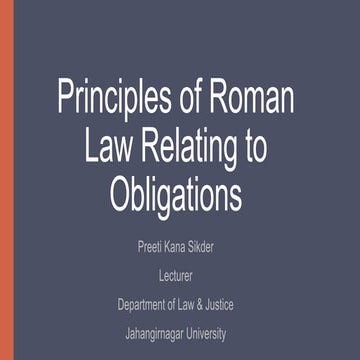 Principles of Roman Law: Law of Obligation | PPTX