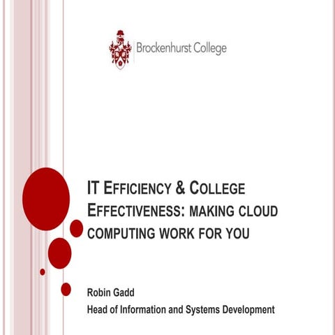 Robin Gadd on Cloud Computing in FE at AoC Annual Conference Birmingham Nov 2010