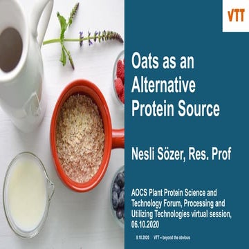VTT's Nesli Sözer: Oats as an Alternative Protein Source