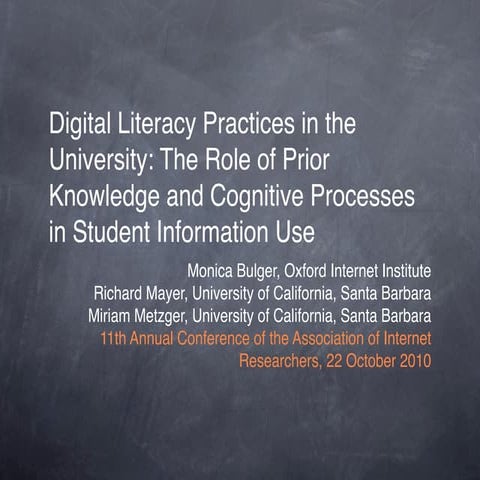 Digital Literacy Practices in the University