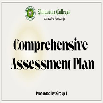 COMPREHENSIVE ASSESSMENT PLAN EXAMPLE IN ASSESSMENT OF LEARNING 1 | PDF