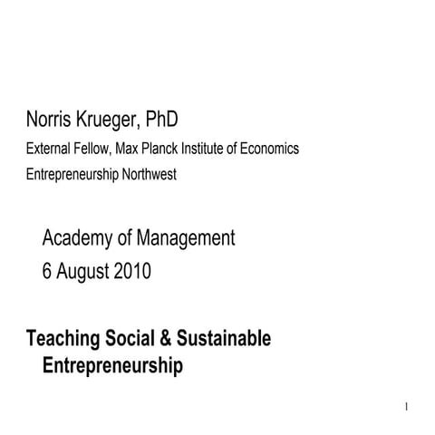 Teaching Social & Sustainable Entrepreneurship