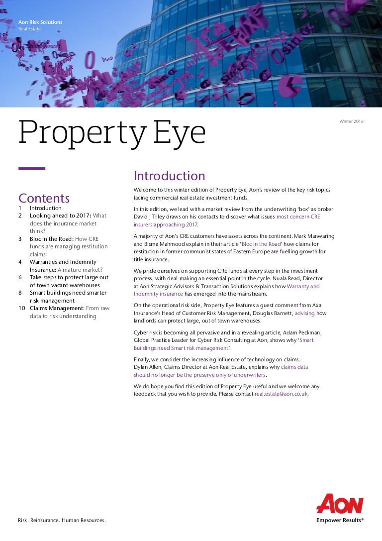 Aon Property Eye Winter 2016 Aon Property Eye Winter 2016