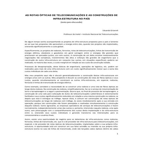 A oportunidade de prover fibras ópticas no país